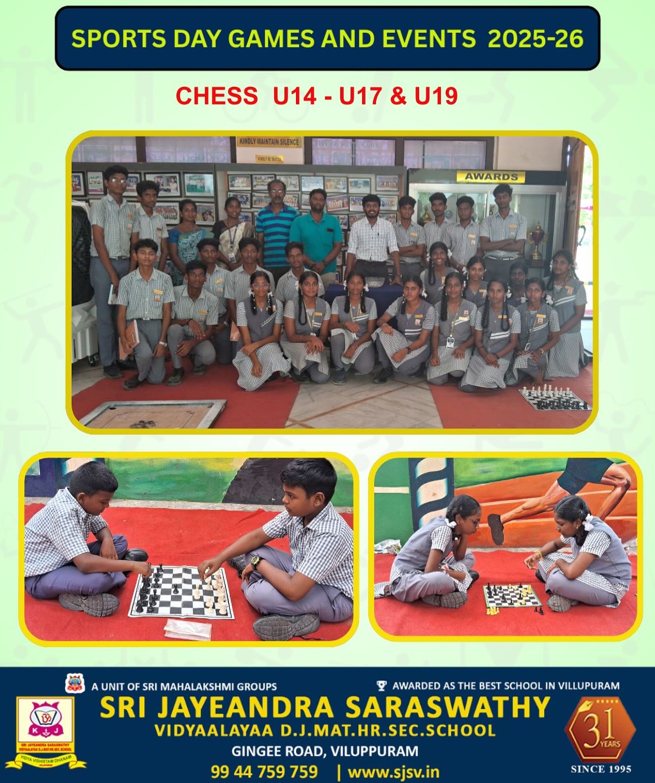 Sports Day Chess Tournament 2025–26 – U14, U17 & U19 Categories