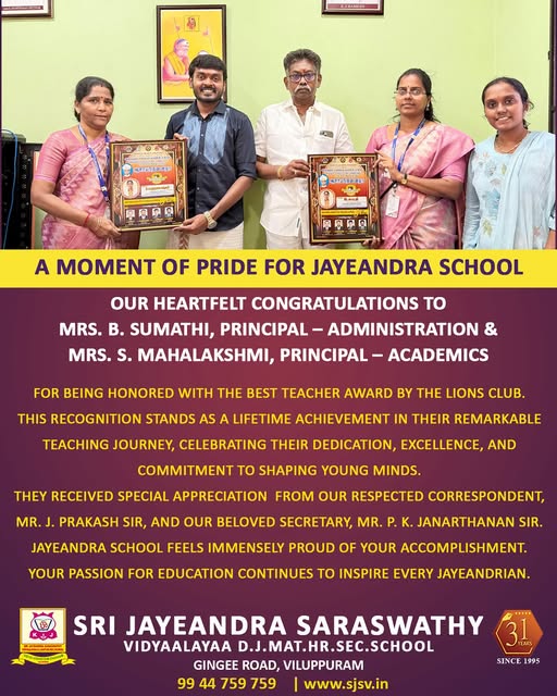 Best Teacher Award Honor Ceremony – Jayeandra School
