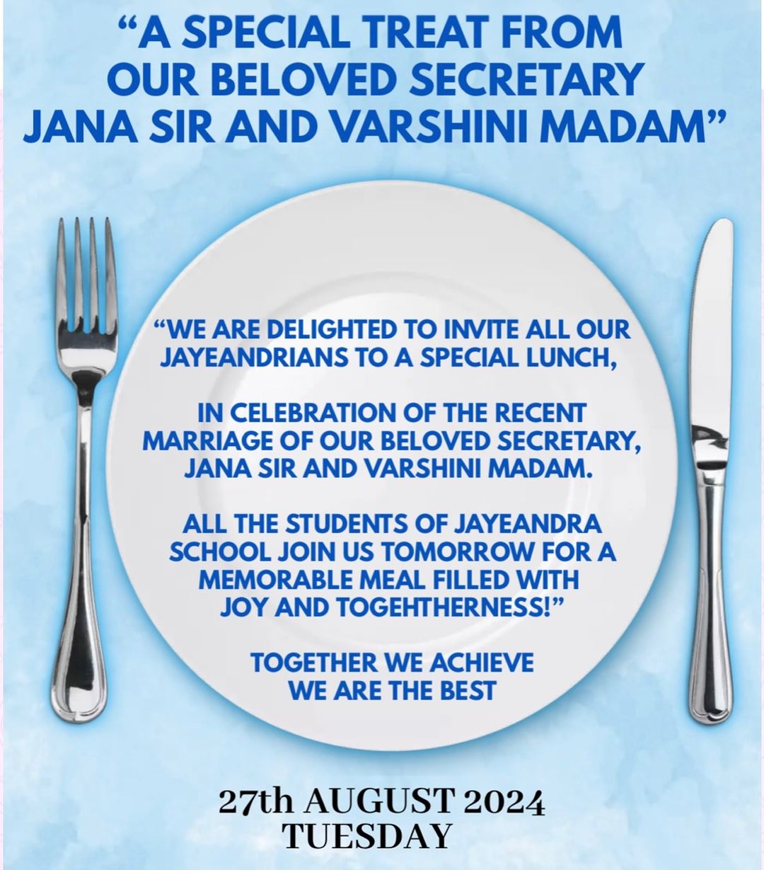 A SPECIAL TREAT FROM OUR BELOVED SECRETARY