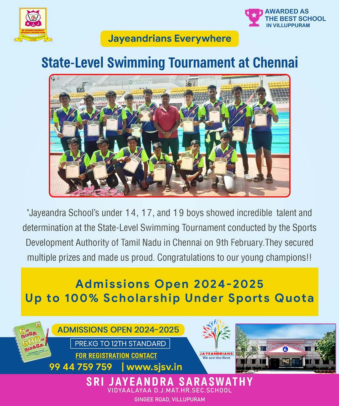 State Level Swimming Tournament at Chennai